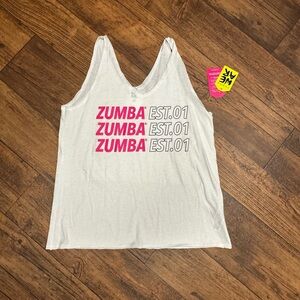 Zumba Fitness White and Pink Tank Top